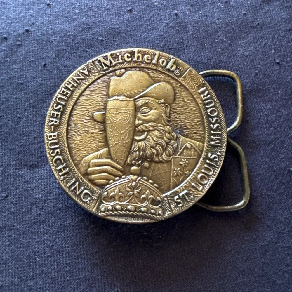 Vintage‎ 1977 Michelob Beer Anheuser Busch Bergamot Brass Works Belt Buckle-USA